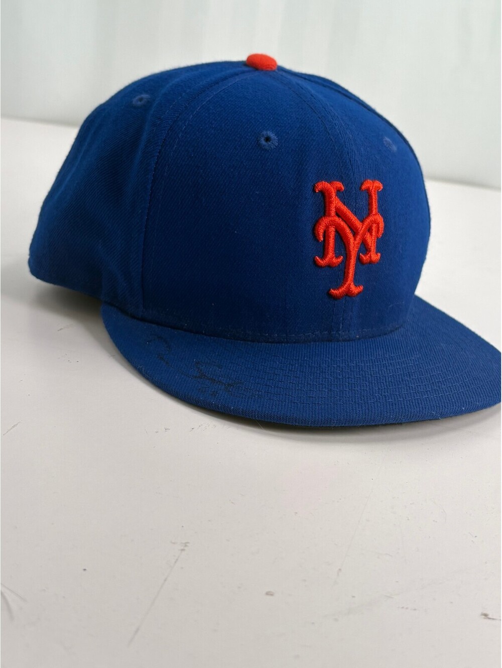 Signed New Era 59FIFTY New York Mets Blue Cotton Baseball Cap, Men's 7 3/8